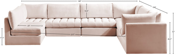Jacob Velvet / Engineered Wood / Foam Contemporary Pink Velvet Modular Sectional - 140" W x 104" D x 32" H