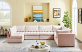 Jacob Velvet / Engineered Wood / Foam Contemporary Pink Velvet Modular Sectional - 140" W x 104" D x 32" H