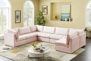 Jacob Velvet / Engineered Wood / Foam Contemporary Pink Velvet Modular Sectional - 140" W x 104" D x 32" H