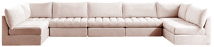 Jacob Velvet / Engineered Wood / Foam Contemporary Pink Velvet Modular Sectional - 177" W x 71" D x 32" H