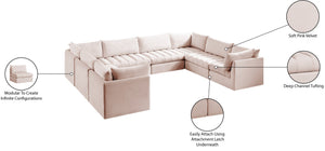 Jacob Velvet / Engineered Wood / Foam Contemporary Pink Velvet Modular Sectional - 140" W x 104" D x 32" H