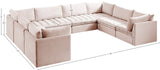 Jacob Velvet / Engineered Wood / Foam Contemporary Pink Velvet Modular Sectional - 140" W x 104" D x 32" H