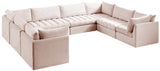 Jacob Velvet / Engineered Wood / Foam Contemporary Pink Velvet Modular Sectional - 140" W x 104" D x 32" H