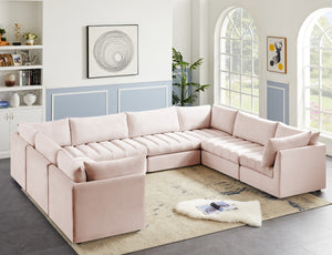 Jacob Velvet / Engineered Wood / Foam Contemporary Pink Velvet Modular Sectional - 140" W x 104" D x 32" H