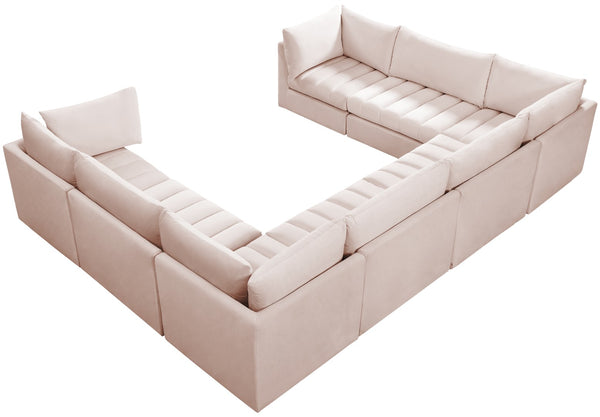 Jacob Velvet / Engineered Wood / Foam Contemporary Pink Velvet Modular Sectional - 140" W x 104" D x 32" H