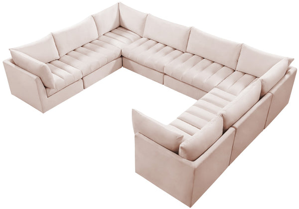 Jacob Velvet / Engineered Wood / Foam Contemporary Pink Velvet Modular Sectional - 140" W x 104" D x 32" H