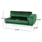 Croydon Modern Glam 4 Seater Velvet Sofa, Emerald and Silver Noble House