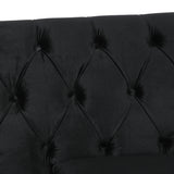 Knouff Modern Glam Tufted Velvet 3 Seater Sofa, Black and Dark Brown  Noble House