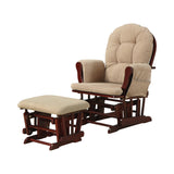 Traditional Upholstered Glider Rocker with Ottoman Tan