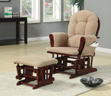 Traditional Upholstered Glider Rocker with Ottoman Tan