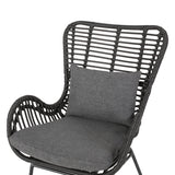 Noble House Montana Indoor Wicker Club Chairs with Cushions (Set of 2), Gray and Dark Gray
