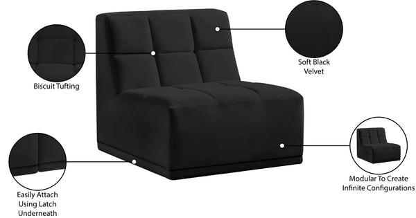 Relax Velvet / Engineered Wood / Foam Contemporary Black Velvet Armless Chair - 30" W x 34" D x 31" H