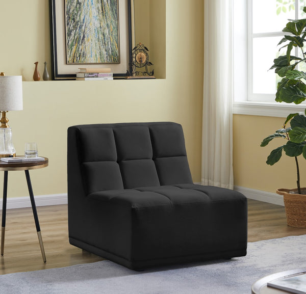 Relax Velvet / Engineered Wood / Foam Contemporary Black Velvet Armless Chair - 30" W x 34" D x 31" H