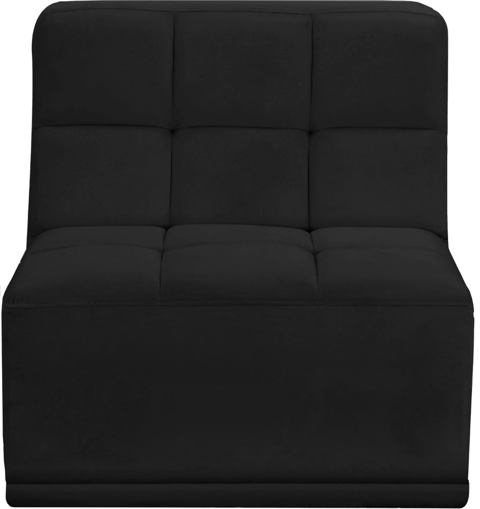 Relax Velvet / Engineered Wood / Foam Contemporary Black Velvet Armless Chair - 30" W x 34" D x 31" H