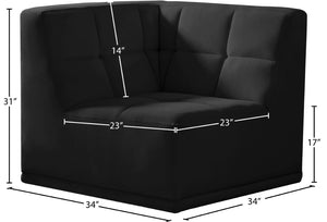 Relax Velvet / Engineered Wood / Foam Contemporary Black Velvet Corner Chair - 34" W x 34" D x 31" H