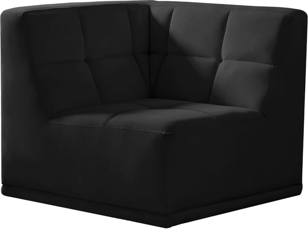 Relax Velvet / Engineered Wood / Foam Contemporary Black Velvet Corner Chair - 34" W x 34" D x 31" H