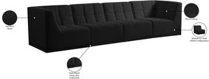 Relax Velvet / Engineered Wood / Foam Contemporary Black Velvet Modular Sofa - 128" W x 34" D x 31" H