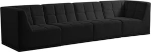 Relax Velvet / Engineered Wood / Foam Contemporary Black Velvet Modular Sofa - 128" W x 34" D x 31" H