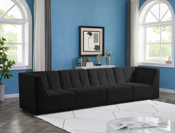Relax Velvet / Engineered Wood / Foam Contemporary Black Velvet Modular Sofa - 128" W x 34" D x 31" H