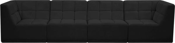 Relax Velvet / Engineered Wood / Foam Contemporary Black Velvet Modular Sofa - 128" W x 34" D x 31" H