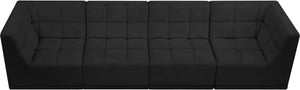 Relax Velvet / Engineered Wood / Foam Contemporary Black Velvet Modular Sofa - 128" W x 34" D x 31" H