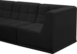 Relax Velvet / Engineered Wood / Foam Contemporary Black Velvet Modular Sofa - 128" W x 34" D x 31" H
