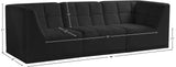 Relax Velvet / Engineered Wood / Foam Contemporary Black Velvet Modular Sofa - 98" W x 34" D x  31" H