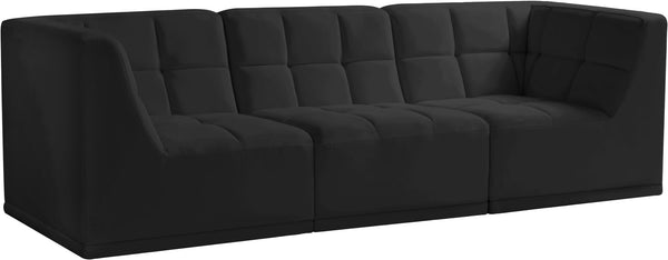 Relax Velvet / Engineered Wood / Foam Contemporary Black Velvet Modular Sofa - 98" W x 34" D x  31" H