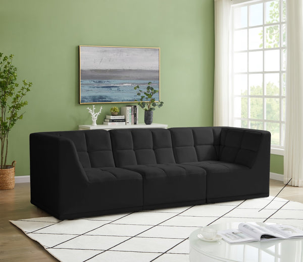 Relax Velvet / Engineered Wood / Foam Contemporary Black Velvet Modular Sofa - 98" W x 34" D x  31" H