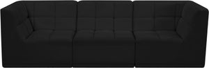 Relax Velvet / Engineered Wood / Foam Contemporary Black Velvet Modular Sofa - 98" W x 34" D x  31" H