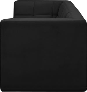 Relax Velvet / Engineered Wood / Foam Contemporary Black Velvet Modular Sofa - 98" W x 34" D x  31" H