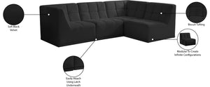Relax Velvet / Engineered Wood / Foam Contemporary Black Velvet Modular Sectional - 98" W x 64" D x 31" H