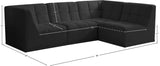 Relax Velvet / Engineered Wood / Foam Contemporary Black Velvet Modular Sectional - 98" W x 64" D x 31" H