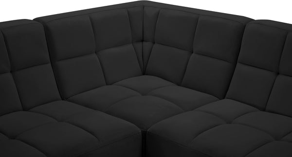 Relax Velvet / Engineered Wood / Foam Contemporary Black Velvet Modular Sectional - 98" W x 64" D x 31" H