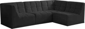 Relax Velvet / Engineered Wood / Foam Contemporary Black Velvet Modular Sectional - 98" W x 64" D x 31" H