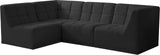 Relax Velvet / Engineered Wood / Foam Contemporary Black Velvet Modular Sectional - 98" W x 64" D x 31" H