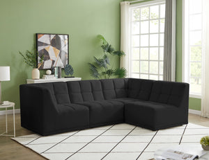 Relax Velvet / Engineered Wood / Foam Contemporary Black Velvet Modular Sectional - 98" W x 64" D x 31" H