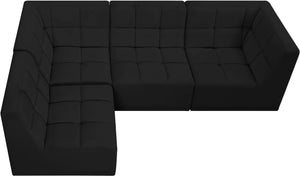 Relax Velvet / Engineered Wood / Foam Contemporary Black Velvet Modular Sectional - 98" W x 64" D x 31" H