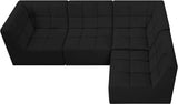 Relax Velvet / Engineered Wood / Foam Contemporary Black Velvet Modular Sectional - 98" W x 64" D x 31" H