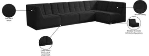 Relax Velvet / Engineered Wood / Foam Contemporary Black Velvet Modular Sectional - 128" W x 64" D x 31" H
