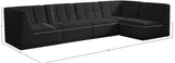 Relax Velvet / Engineered Wood / Foam Contemporary Black Velvet Modular Sectional - 128" W x 64" D x 31" H