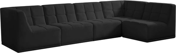 Relax Velvet / Engineered Wood / Foam Contemporary Black Velvet Modular Sectional - 128" W x 64" D x 31" H