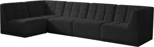 Relax Velvet / Engineered Wood / Foam Contemporary Black Velvet Modular Sectional - 128" W x 64" D x 31" H