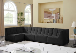 Relax Velvet / Engineered Wood / Foam Contemporary Black Velvet Modular Sectional - 128" W x 64" D x 31" H