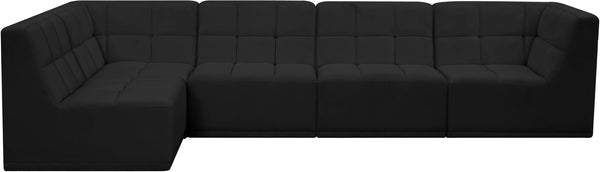 Relax Velvet / Engineered Wood / Foam Contemporary Black Velvet Modular Sectional - 128" W x 64" D x 31" H