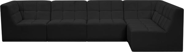 Relax Velvet / Engineered Wood / Foam Contemporary Black Velvet Modular Sectional - 128" W x 64" D x 31" H