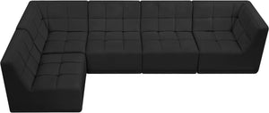Relax Velvet / Engineered Wood / Foam Contemporary Black Velvet Modular Sectional - 128" W x 64" D x 31" H
