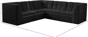 Relax Velvet / Engineered Wood / Foam Contemporary Black Velvet Modular Sectional - 98" W x 98" D x 31" H