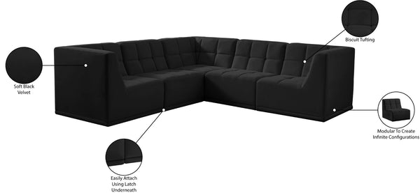 Relax Velvet / Engineered Wood / Foam Contemporary Black Velvet Modular Sectional - 98" W x 98" D x 31" H