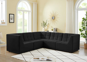 Relax Velvet / Engineered Wood / Foam Contemporary Black Velvet Modular Sectional - 98" W x 98" D x 31" H